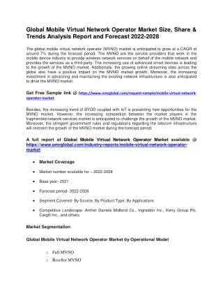 global mobile virtual network operator market