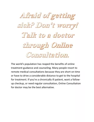 Online Doctor Consultation Free