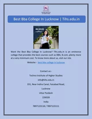 Best Bba College In Lucknow | Tihs.edu.in