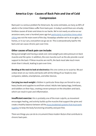 america cryo causes of back pain and use of cold
