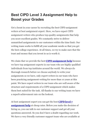 Best CIPD Level 3 Assignment Help to Boost your Grades