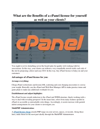 what are the benefits of a cpanel license