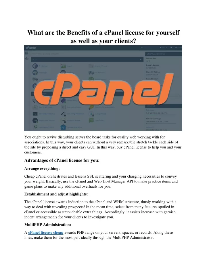 what are the benefits of a cpanel license