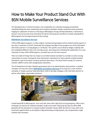 How to Make Your Product Stand Out With BSN Mobile Surveillance Services