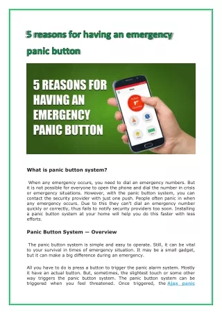 5 reasons for having an emergency panic button