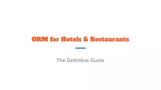 Online Reputation Management for Hotels & Restaurants [The Definitive Guide]
