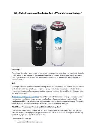 Why Make Promotional Products a Part of Your Marketing Strategy