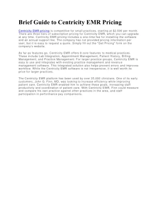brief guide to centricity emr pricing