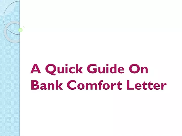 a quick guide on bank comfort letter