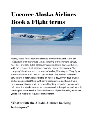Uncover Alaska Airlines Book a Flight terms