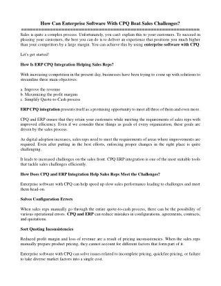 how can enterprise software with cpq beat sales