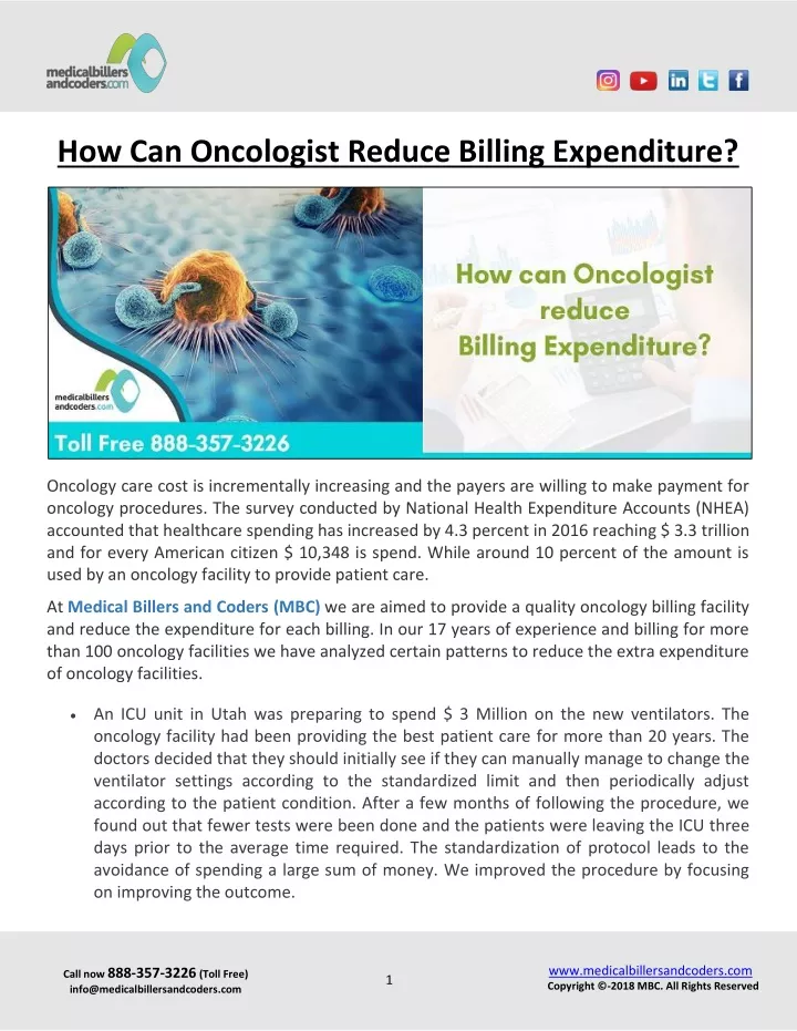 how can oncologist reduce billing expenditure