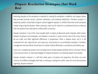 dispute resolution strategies that work best