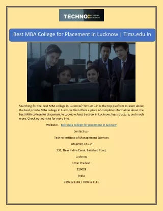 Best MBA College for Placement in Lucknow | Tims.edu.in