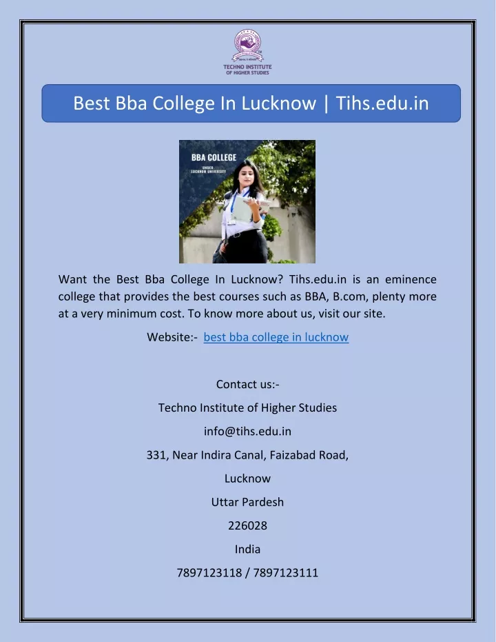 best bba college in lucknow tihs edu in
