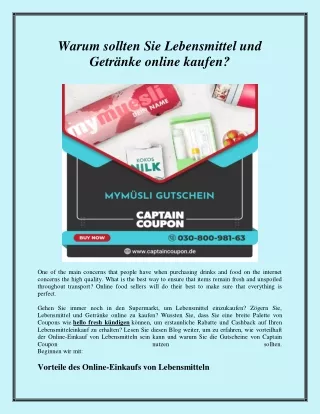 Warum sollten Sie Lebensmittel und Getränke online kaufen?