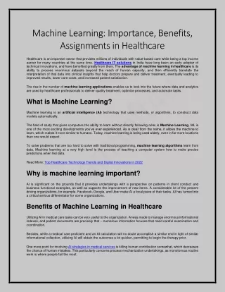 machine learning importance benefits assignments