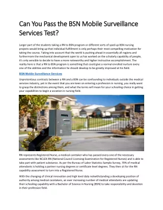 Can You Pass the BSN Mobile Surveillance Services Test