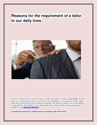 reasons for the requirement of a tailor