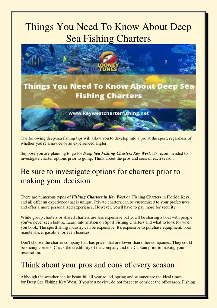 things you need to know about deep sea fishing