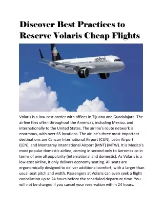 Discover Best Practices to Reserve Volaris Cheap Flights