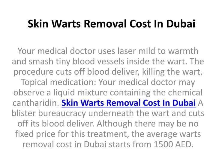 skin warts removal cost in dubai