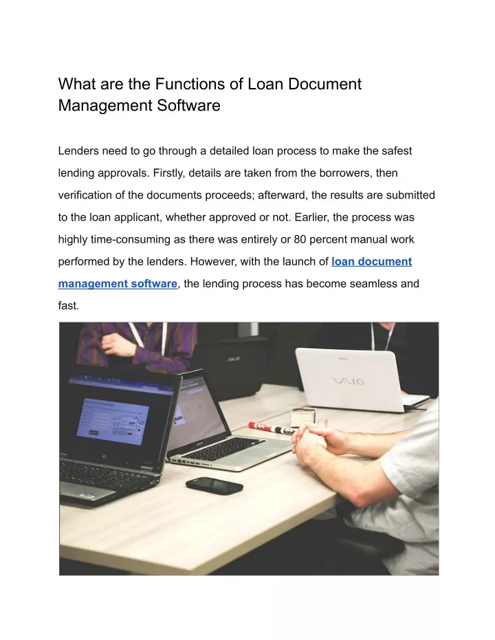 what are the functions of loan document
