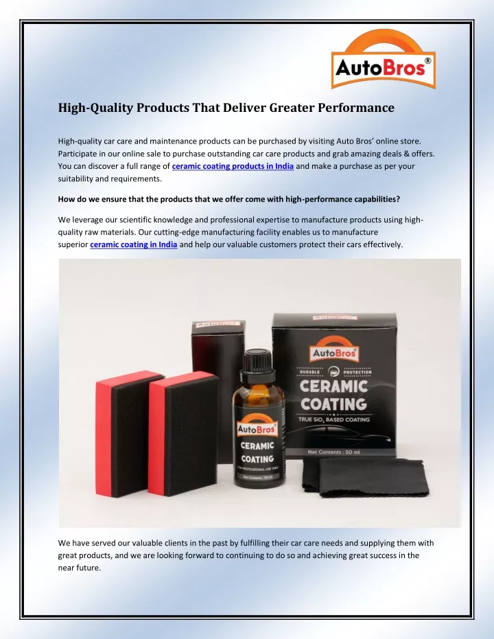 high quality products that deliver greater