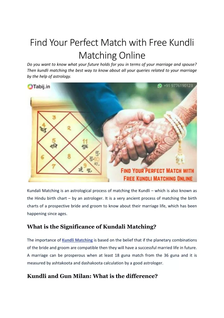 find your perfect match with free kundli matching