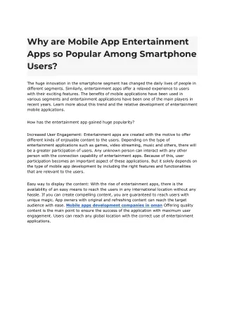 why are mobile app entertainment apps so popular