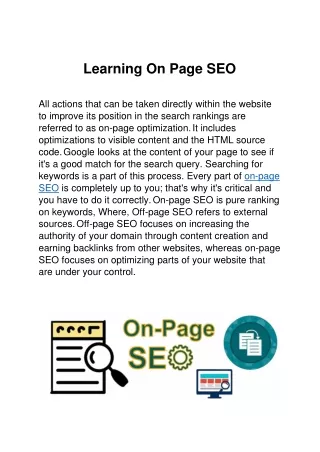 learning on page seo