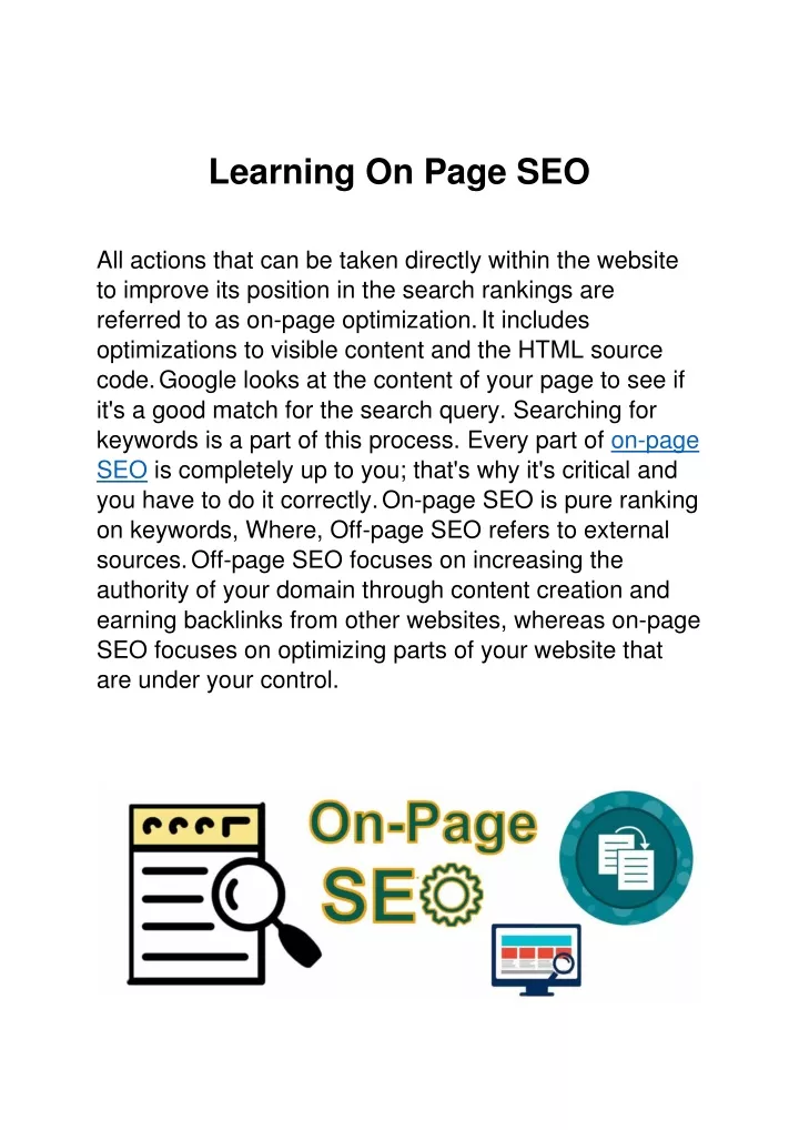 learning on page seo