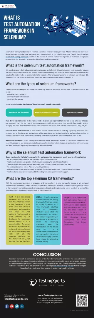what is test automation framework in selenium