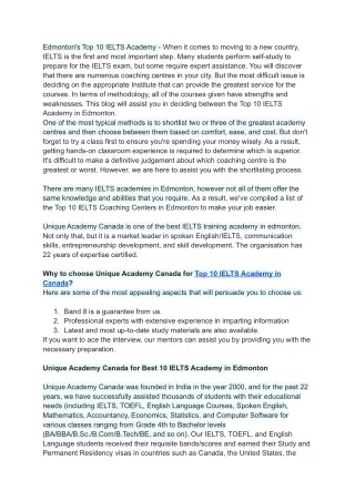 Best 10 academy for IELTS in edmonton