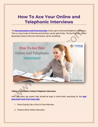How To Ace Your Online And Telephonic Interviews