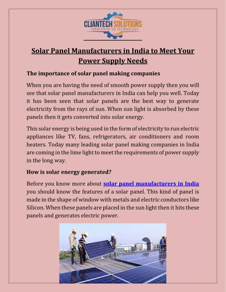 solar panel manufacturers in india to meet your
