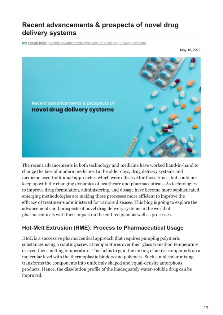 recent advancements prospects of novel drug