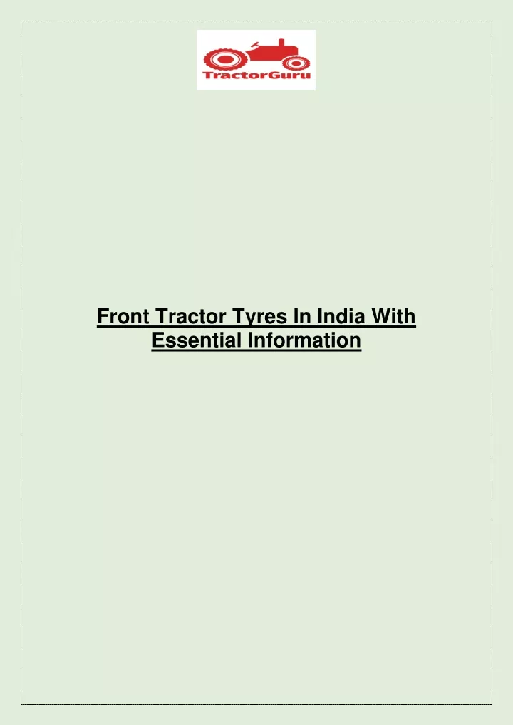 front tractor tyres in india with essential