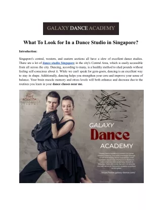 What To Look for In a Dance Studio in Singapore_