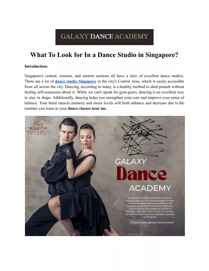 what to look for in a dance studio in singapore