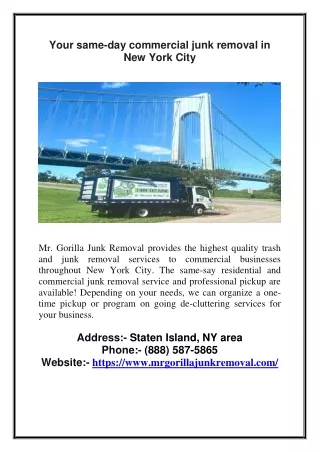 Your same-day commercial junk removal in New York City