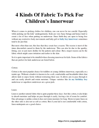 4 kinds of fabric to pick for children s innerwear