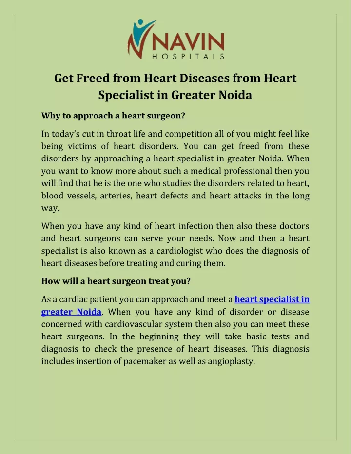 get freed from heart diseases from heart