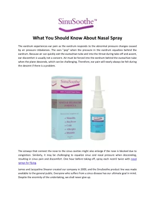 What You Should Know About Nasal Spray