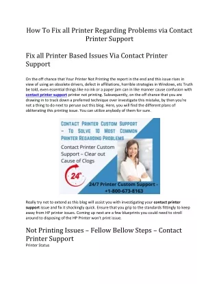 How To Fix all Printer Regarding Problems via Contact Printer Support
