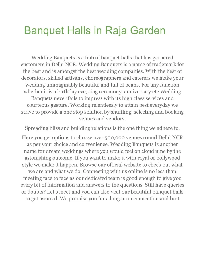 banquet halls in raja garden