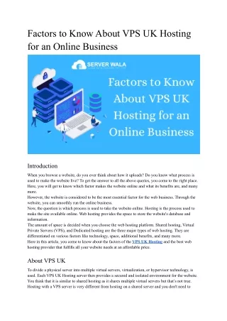 factors to know about vps uk hosting