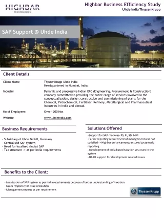 highbar business efficiency study uhde india