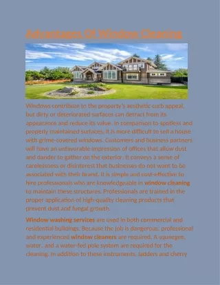 advantages of window cleaning