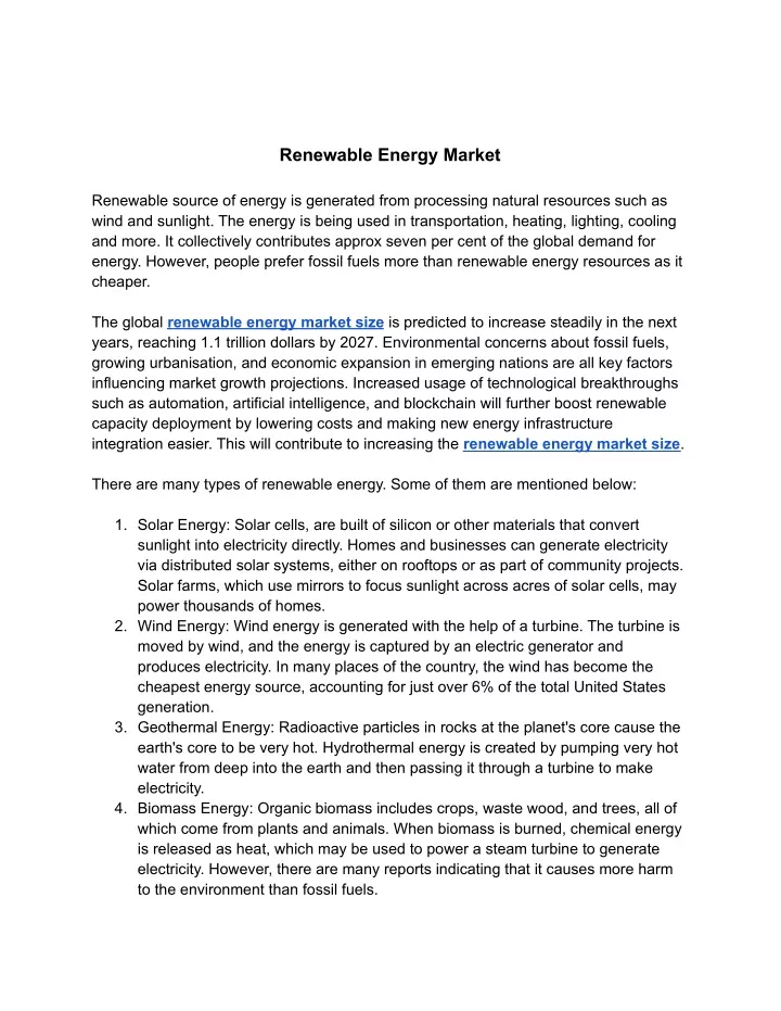 renewable energy market